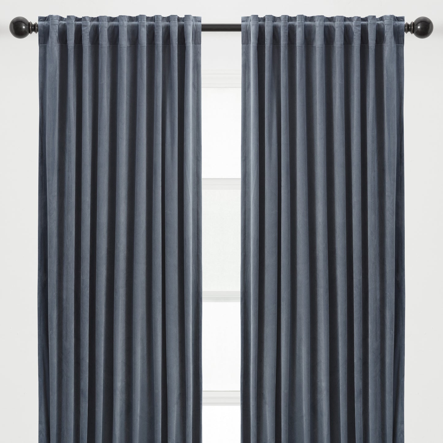 Chanasya 2-Panel Solid Velvet Blackout Curtains - 3-in-1 Back Tab, Rod Pocket, Ring Tab - for Windows Living Room Bedroom - Partial Room Darkening Drapes for Privacy - 52 x 63 Inches - Slate Blue
