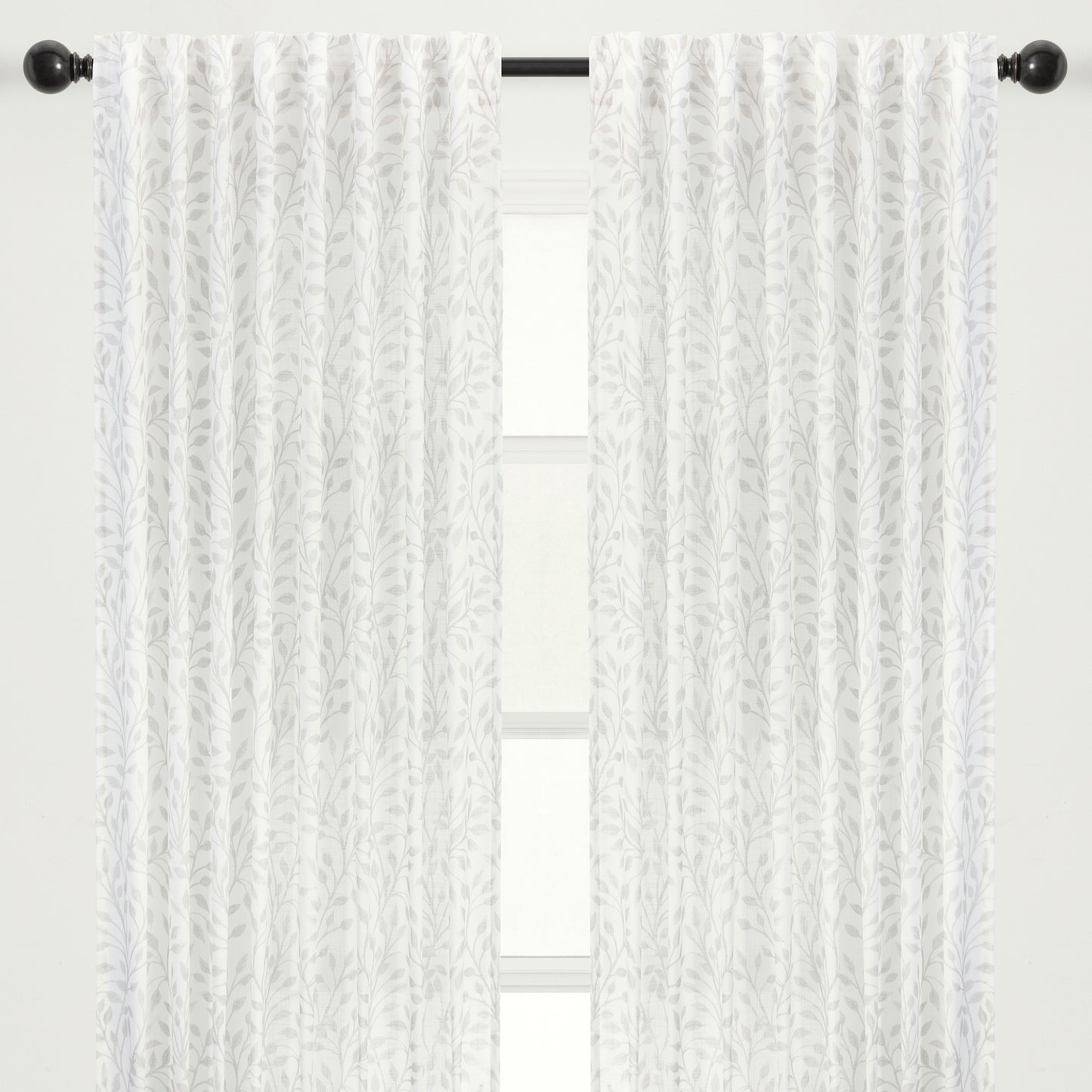 Chanasya 2-Panel Vine Soft Textured Light Filtering Curtain Panels - 3-in-1 Back Tab Rod Pocket Ring Tab - Semi Sheer Window Curtains for Living Room Bedroom Kitchen - 52 x 96 Inches - Sage