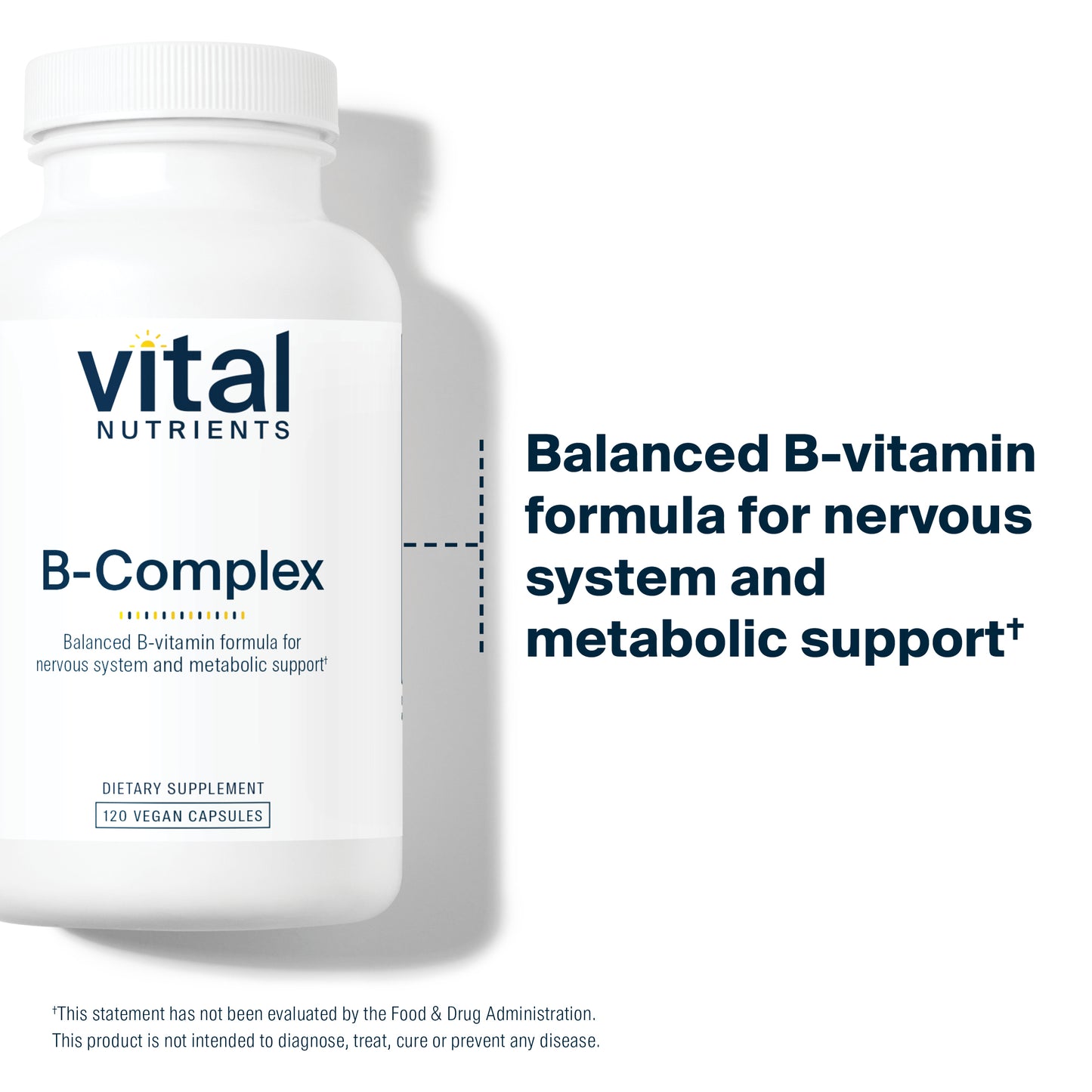 Vital Nutrients - B-Complex - Balanced High Potency B Vitamin Complex - Supports Energy Production, Metabolism and Heart Health - 120 Vegetarian Capsules