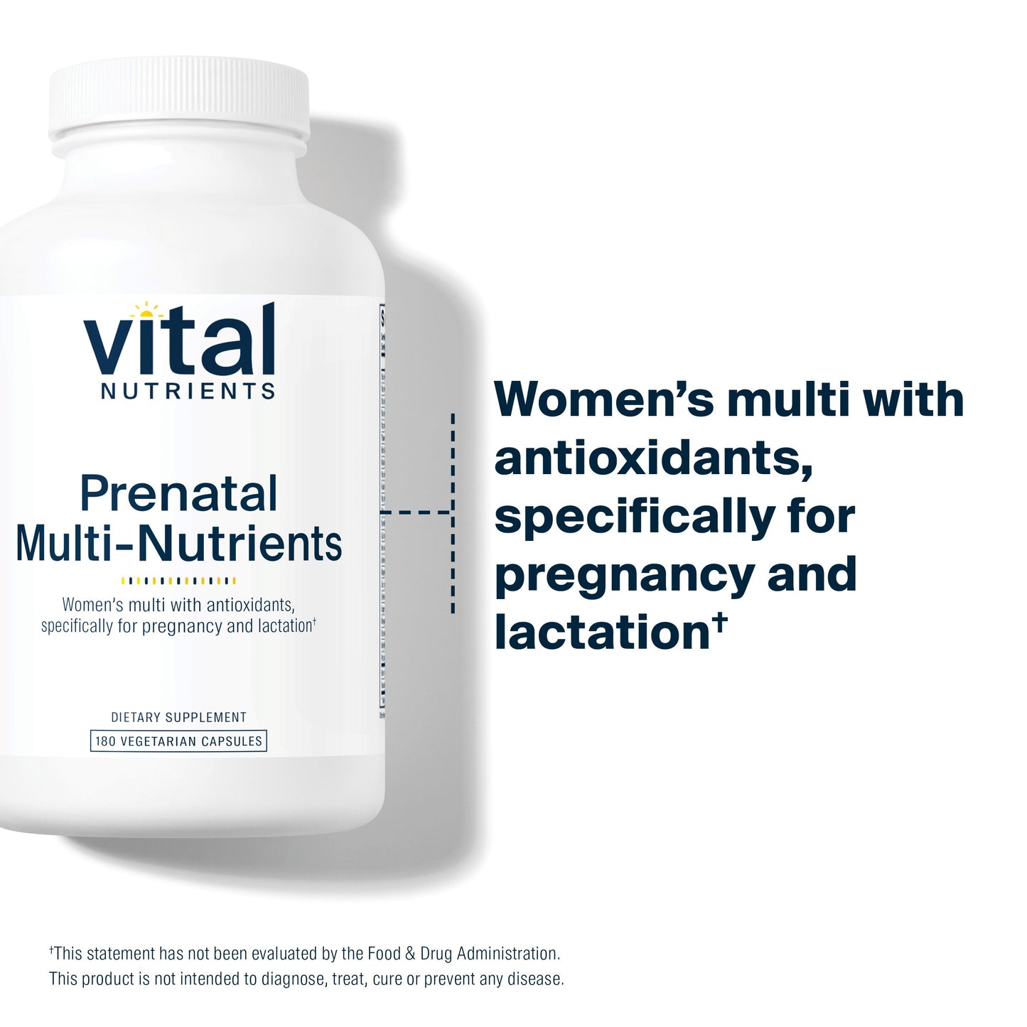 Vital Nutrients - PreNatal Multi-Nutrients - Women's Multi-Vitamin/Mineral Formula with Potent Antioxidants - 180 Vegetarian Capsules per Bottle