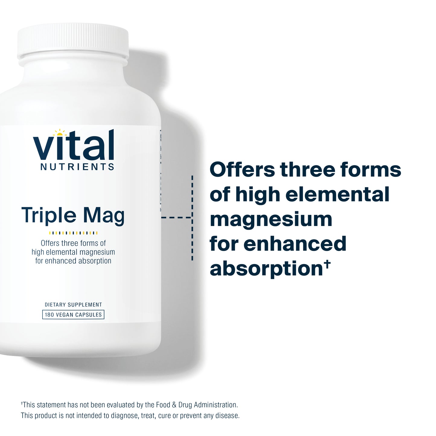 Vital Nutrients Triple Mag Complex | Magnesium Oxide, Malate & Glycinate Supplement | Support Stress, Bones, Muscles and Teeth | Soy, Dairy and Gluten Free | 250mg | 180 Vegetarian Capsules
