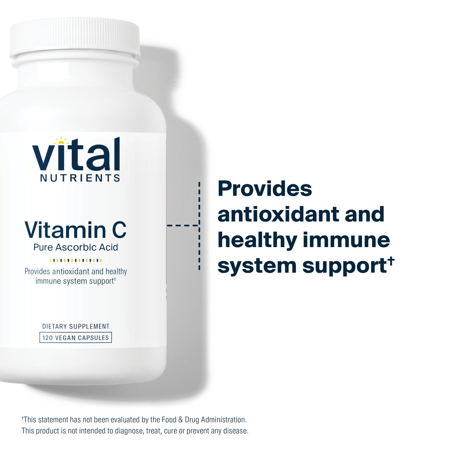 Vital Nutrients - Vitamin C 1000 mg (100% Pure Ascorbic Acid) - Potent Antioxidant to Support Iron Absorption - 120 Vegetarian Capsules