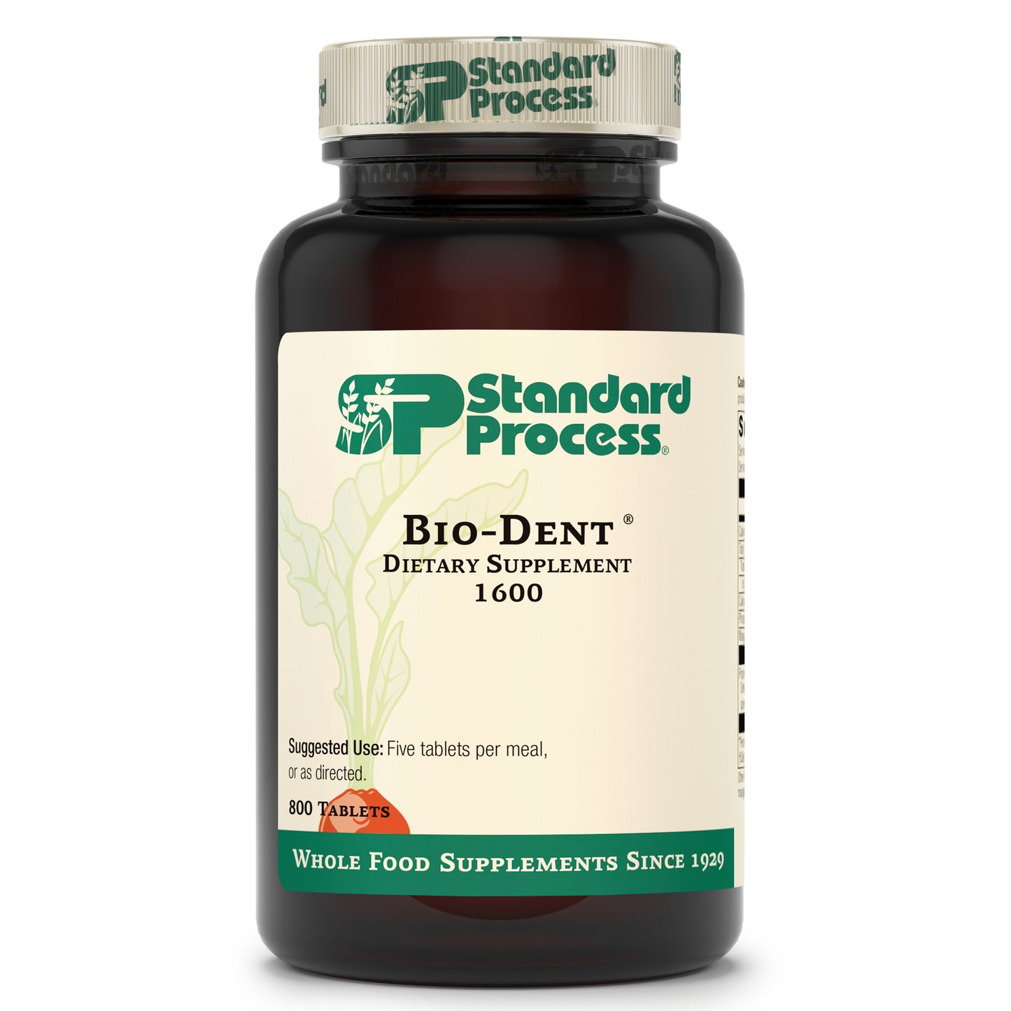 Standard Process Bio-Dent - Whole Food Supplement for Skin, Muscle, and Bone Health - Calcium, Licorice Root, Manganese, Phosphorus, and More - 800 Tablets