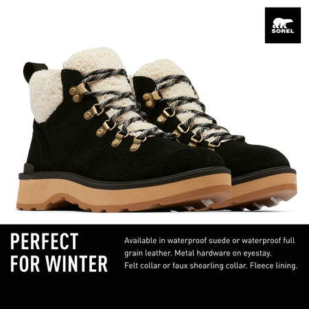 Sorel Women's Hi-Line Hiker Cozy Boots - Black, Tawny Buff - Size 11