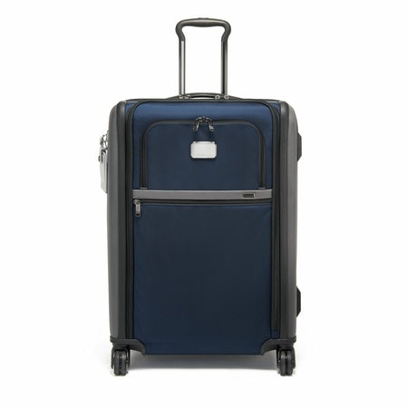 TUMI - Alpha Medium Dual Access Expandable 4-Wheeled Checked Luggage - Zipper Expansion - Durable Ballistic Nylon - Medium Capacity Suitcase with TSA Lock - Navy/Grey