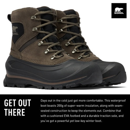 Sorel Men's Buxton Lace Boot Wp Winter, Major Black Collection 2023 2024, 10 UK