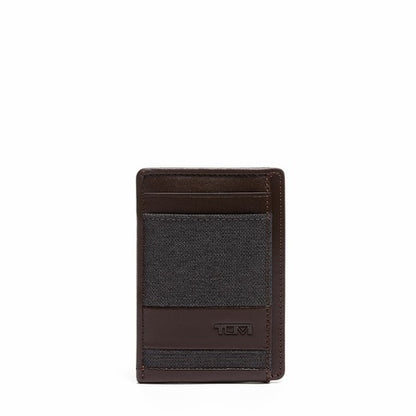TUMI - Alpha Money Clip Card Case - Credit Card Wallet - Stylish Cash & Money Clip - 2.9" X 4.1" X 0.6" - Anthracite/Brown