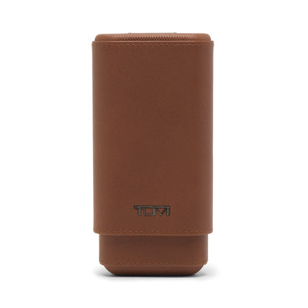 TUMI - Travel Accessories Cigar Case - Keep up to 3 Cigars Fresh - Spanish Cedarwood Interior - Cognac Leather
