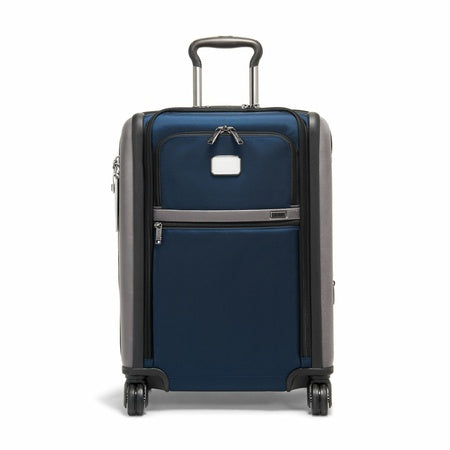 TUMI - Alpha Large Dual Access Expandable 4-Wheeled Carry-On Luggage - Zipper Expansion - Durable and Lightweight Travel Suitcase - TSA Lock Tracer - Navy/Grey