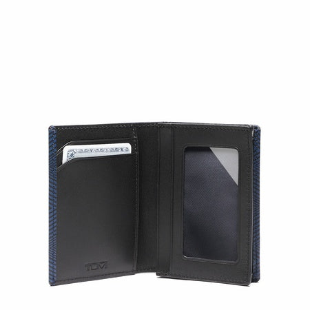 TUMI - Nassau Gusseted Card Case - Card Holder Wallet for Men & Women - With ID Window - Nappa Leather Material - Navy/Herringbone