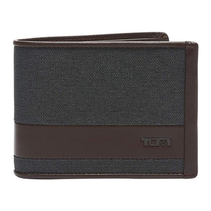 TUMI - Alpha Double Billfold - Men's Premium Wallet - Secure & Durable with Hidden Card Pocket - Anthracite/Brown