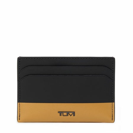 TUMI - Nassau Slim Card Case - Slim Wallet Card Holder for Men & Women - Thin Wallet - Soft Nappa Leather Material - Black/Golden
