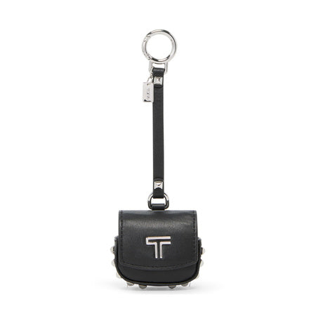 TUMI - Belden Airpods Charm - Men's and Women's Premium Leather Earbud Case - Black Studded