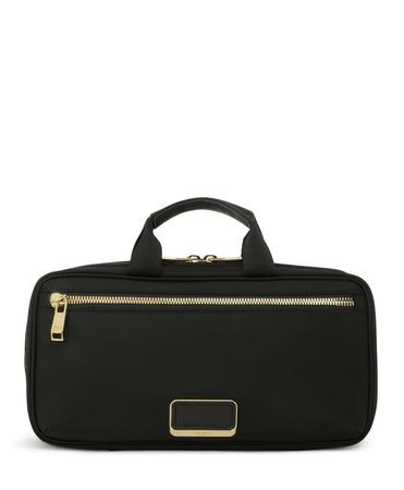 TUMI - Voyageur Madeline Cosmetic Bag - Women's Travel Makeup Toiletry Case, Lightweight with Zip Pockets and Metal Hanger - Small, Black with Gold Hardware