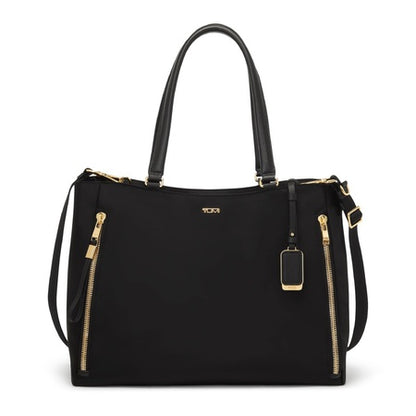 TUMI - Voyageur Valetta Tote - Women's Carryall Bag, Lightweight and Roomy, Functional Purse for Everyday, Business & Travel - Large, Black & Gold Hardware