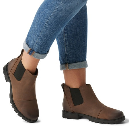Sorel Women's Emelie LLL Chelsea Waterproof Boot - Tobacco, Black - 10.5