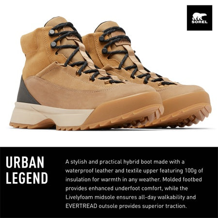 Sorel Men's Scout 87' Mid Waterproof Boots - Caribou Buff, Gum 2 - Size 8
