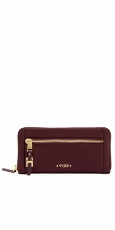 TUMI - Voyageur Zip-Around Continental - Durable Cash & Card Holder - Aesthetic Travel Wallet for Women - Gift Box Included - Beetroot