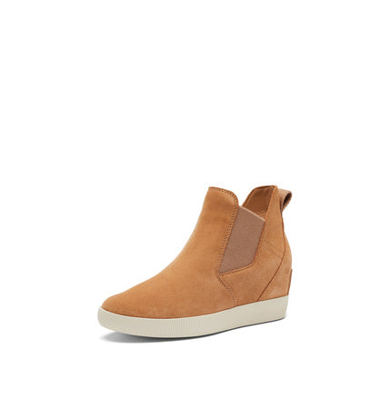 SOREL Women's Out N About Slip-On Wedge Boot - Tawny Buff, Chalk - 6.5