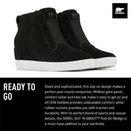 Sorel Out N About™ Pull-On Wedge Black/Sea Salt 7.5 B (M)