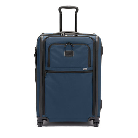 TUMI - Alpha Medium Dual Access Expandable 4-Wheeled Checked Luggage - Zipper Expansion - Durable Ballistic Nylon - Medium Capacity Suitcase with TSA Lock - Navy Blue