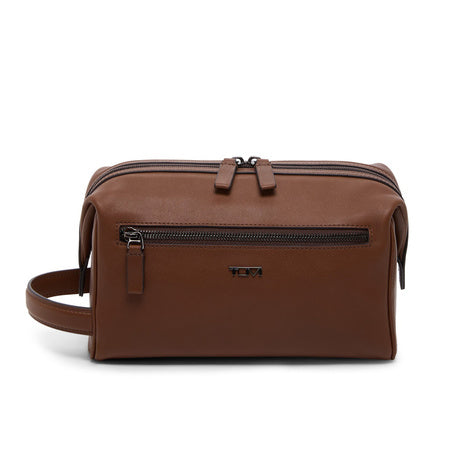 TUMI - Travel Accessories Dopp Kit - Men's Travel Essentials Framed Toiletry Bag - Cognac Leather