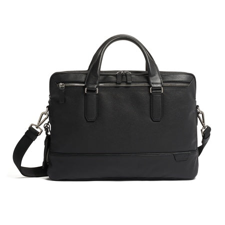 TUMI Harrison Sycamore Slim Brief - 14-Inch Laptop Briefcase - Professional Business Briefcase with Removable Shoulder Strap - Black Leather
