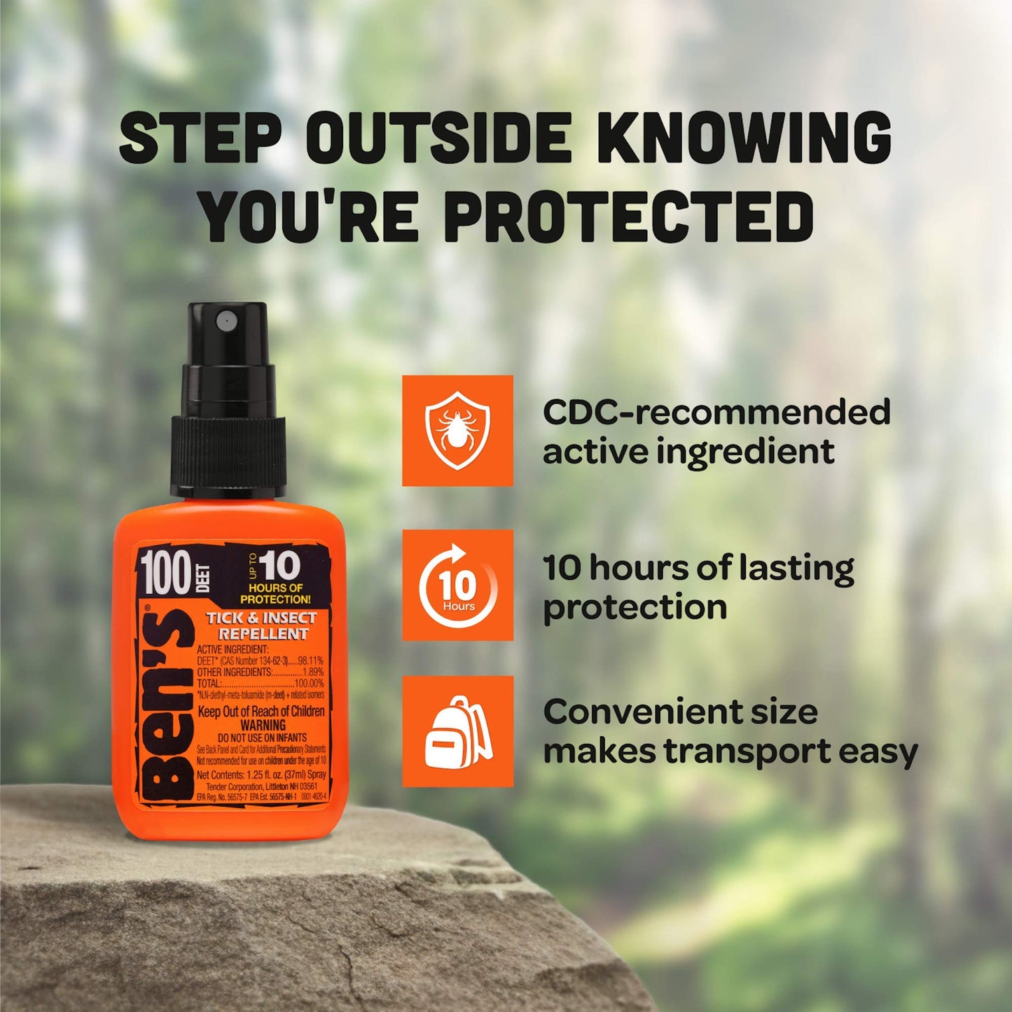 Ben's 100 Tick & Insect Repellent 1.25 Fl Oz. Pump Spray