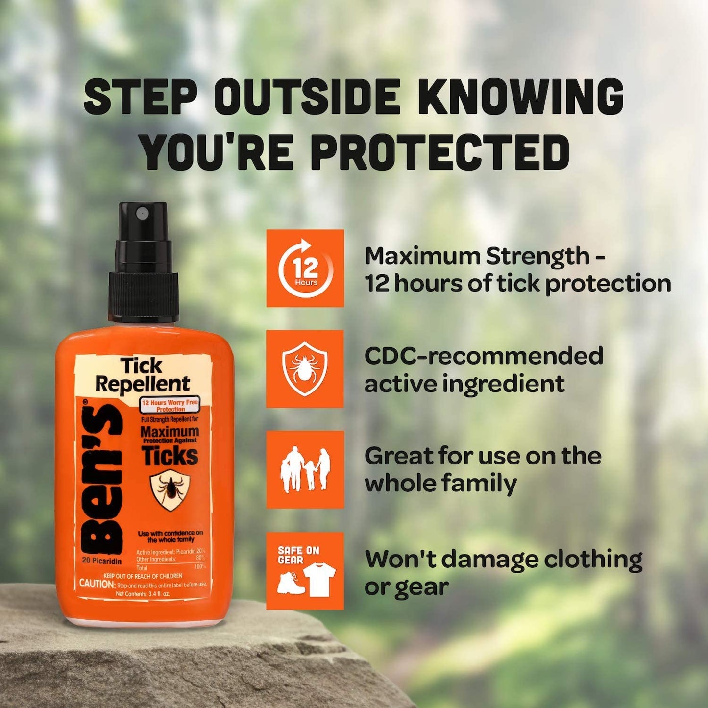 Ben's Tick Repellent Spray 3.4 oz (Pack of 3)