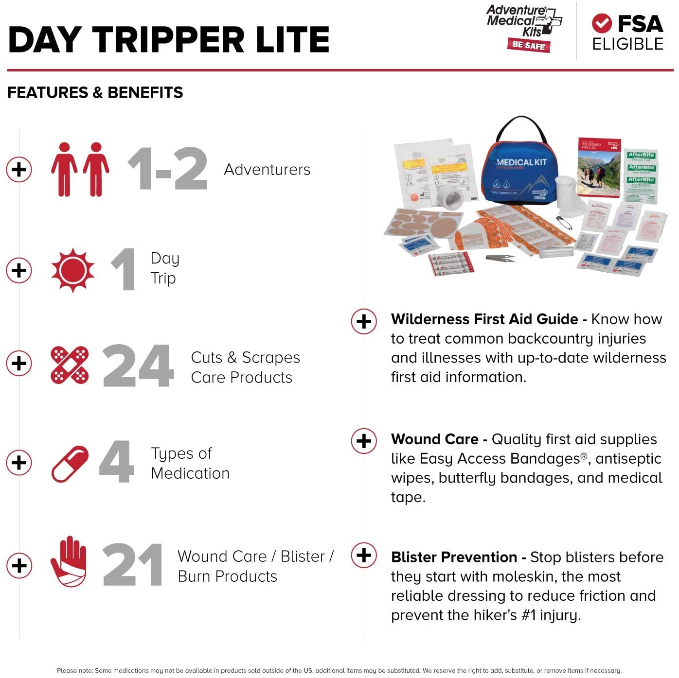 Adventure Medical Mountain Series Medical Kit (Day Tripper Lite) - 59 Pieces