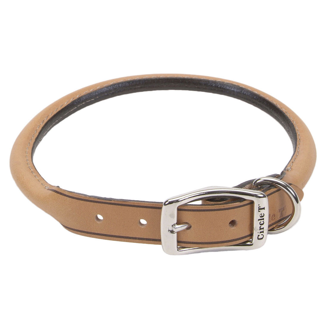 Coastal - Circle T - Oak Tanned Leather Round Dog Collar, Tan, 1" x 22"