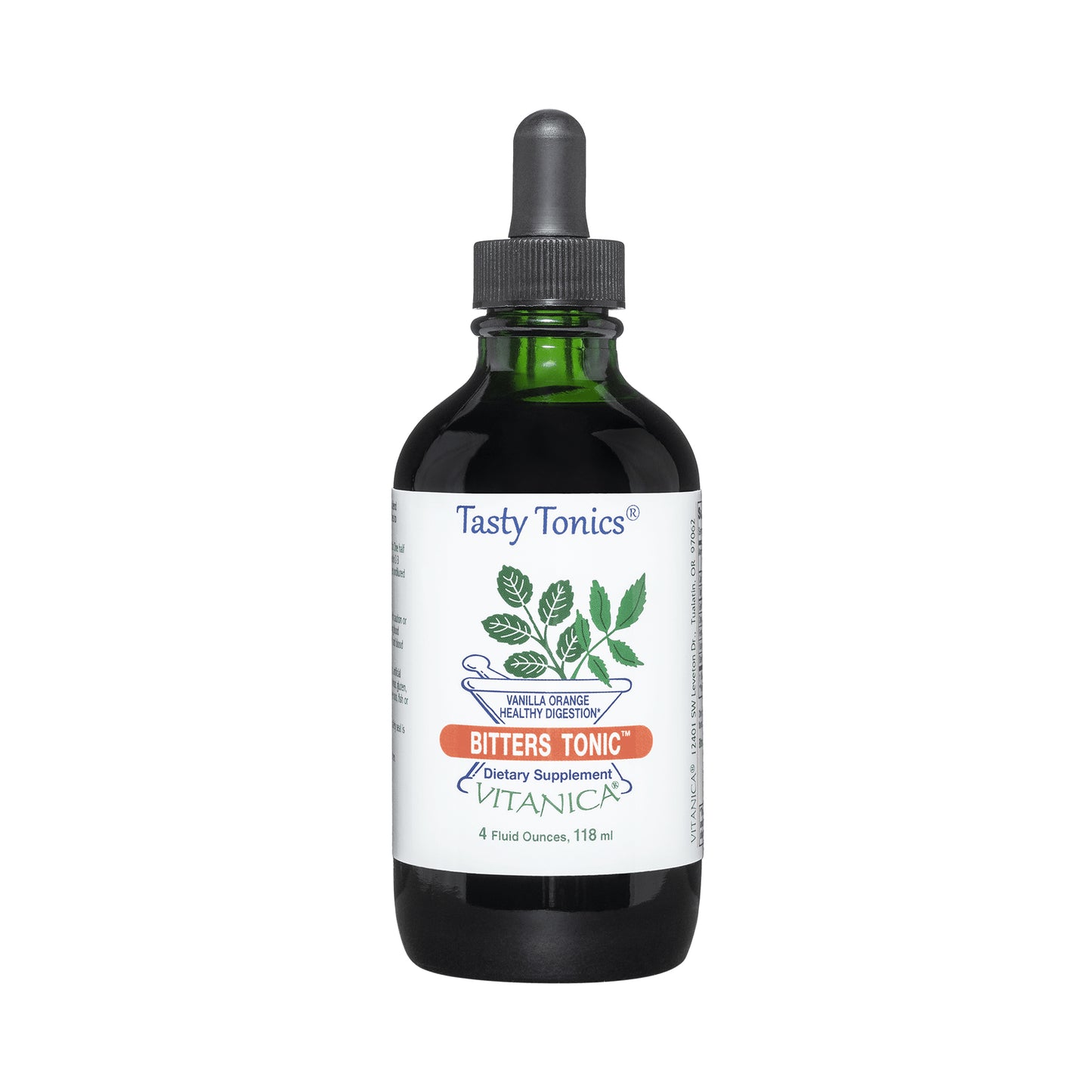 Vitanica Bitters Tonic, Liquid Digestion Supplement, Digestion Support, Alcohol Free, Vanilla Orange, Vegan, 4 Ounce