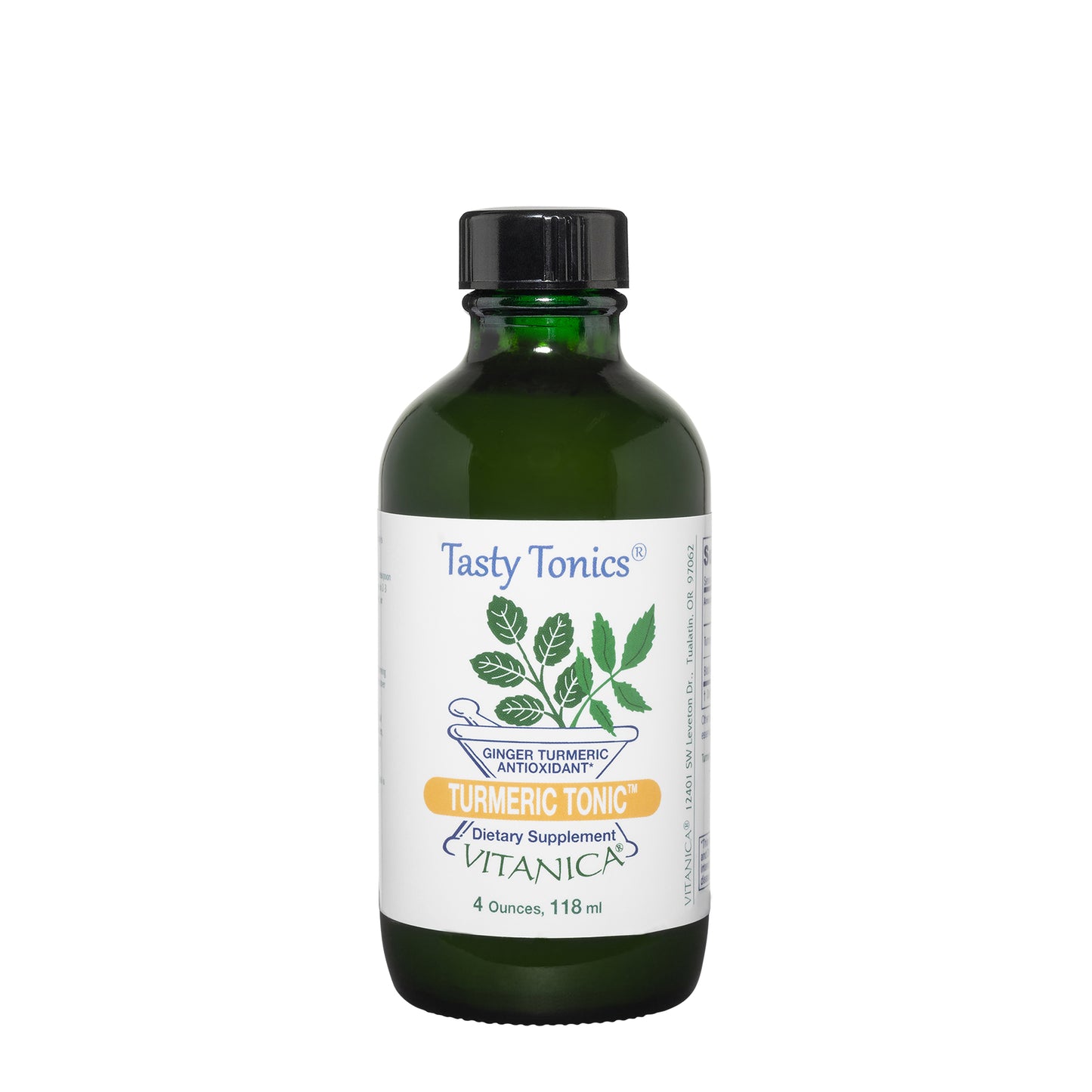 Vitanica Turmeric Tonic, Non-GMO Liquid Turmeric Curcumin Supplement 1000 mg, with Black Pepper and Ginger, Antioxidant, Vegan, Gluten Free, 4 Ounce