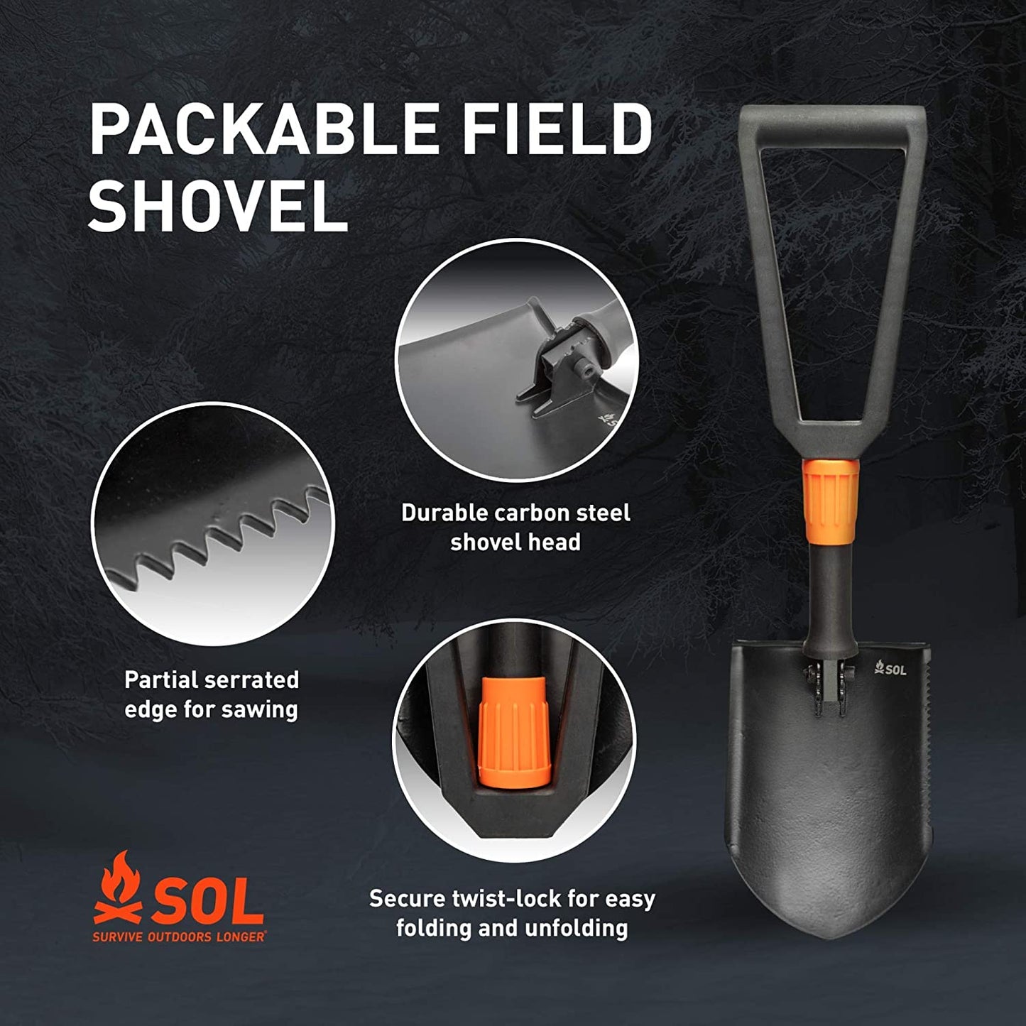 SOL Survival Carbon Steel Packable Field Shovel