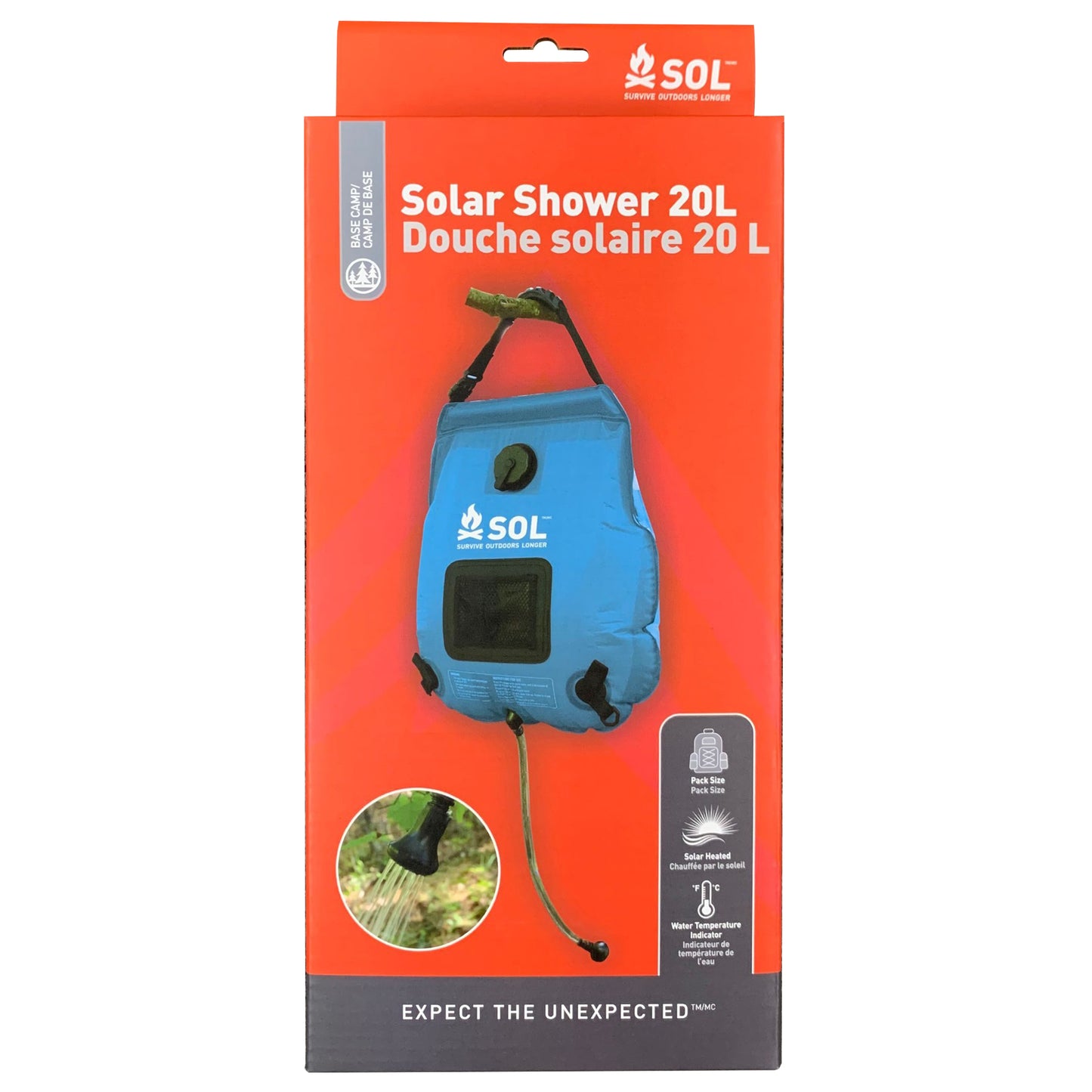S.O.L. Survive Outdoors Longer SOL Camping Shower Solar Shower 20L