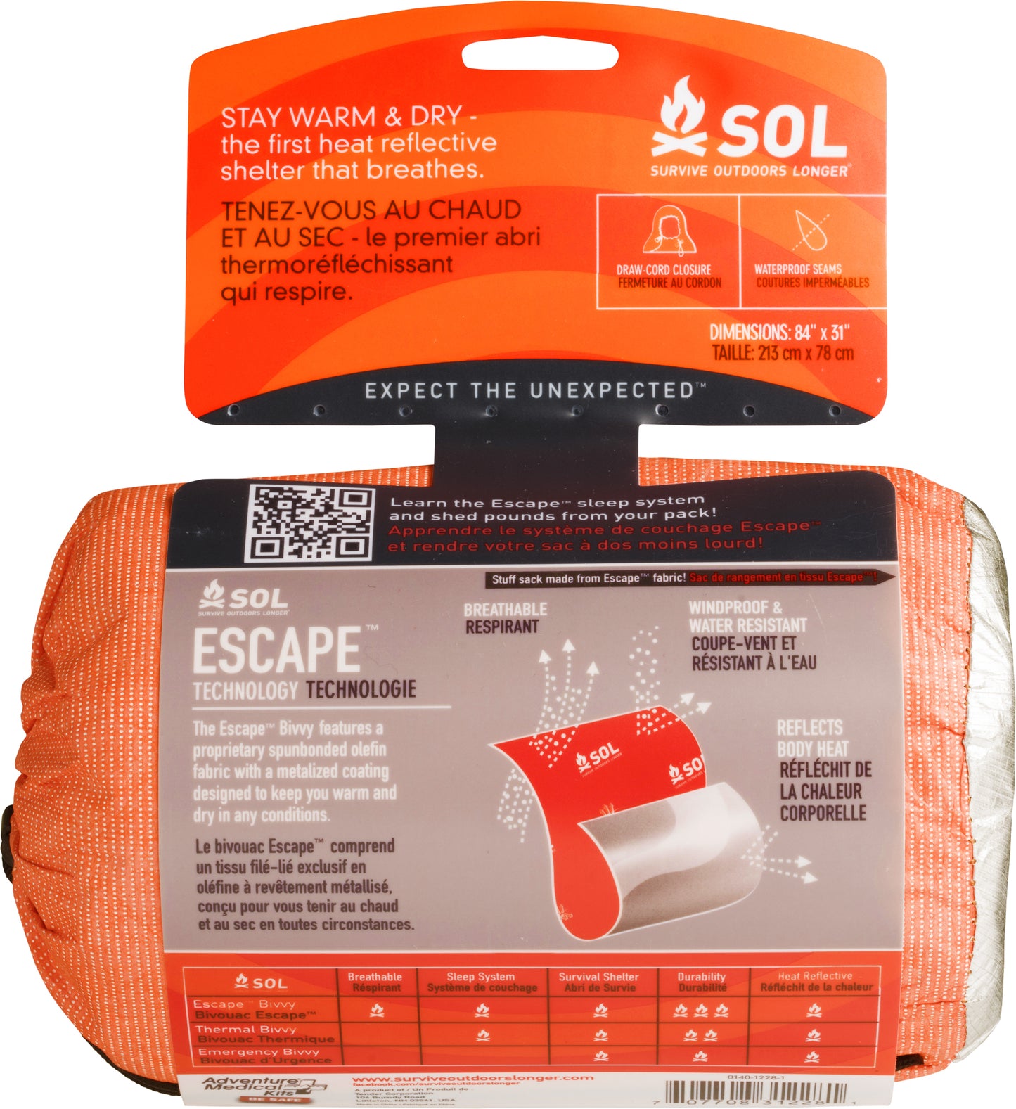 S.O.L. 70% Reflective Escape Bivvy, Orange