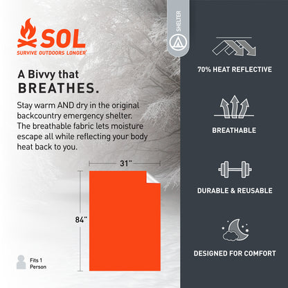 S.O.L. 70% Reflective Escape Bivvy, Orange