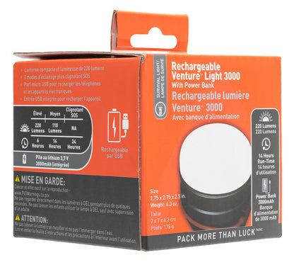 SOL Venture Light 3000 Recharge with Power Bank