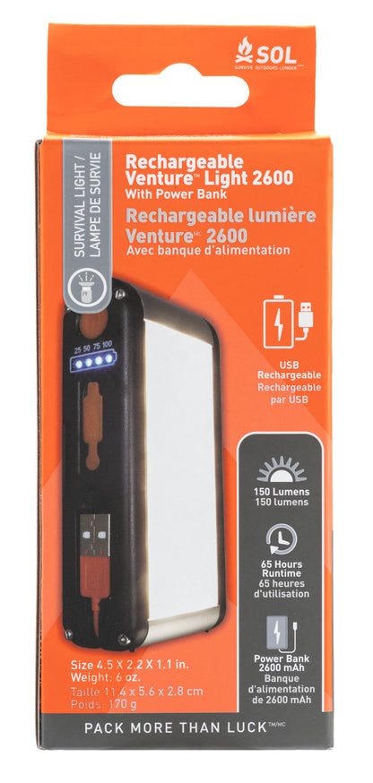 SOL Venture Light 2600 Recharge with Power Bank