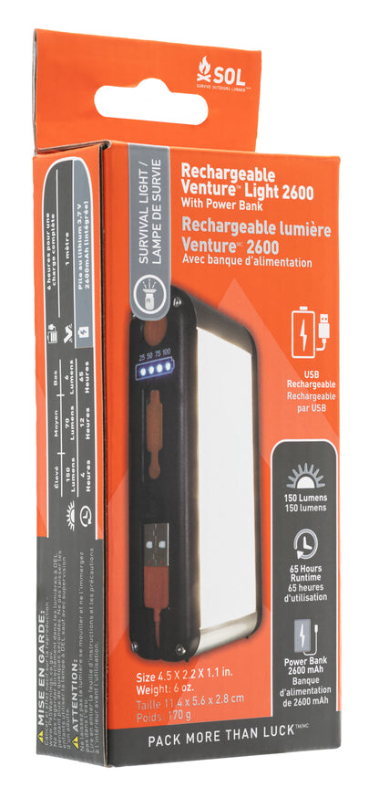 SOL Venture Light 2600 Recharge with Power Bank