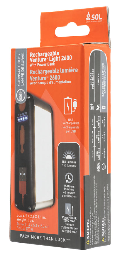 SOL Venture Light 2600 Recharge with Power Bank