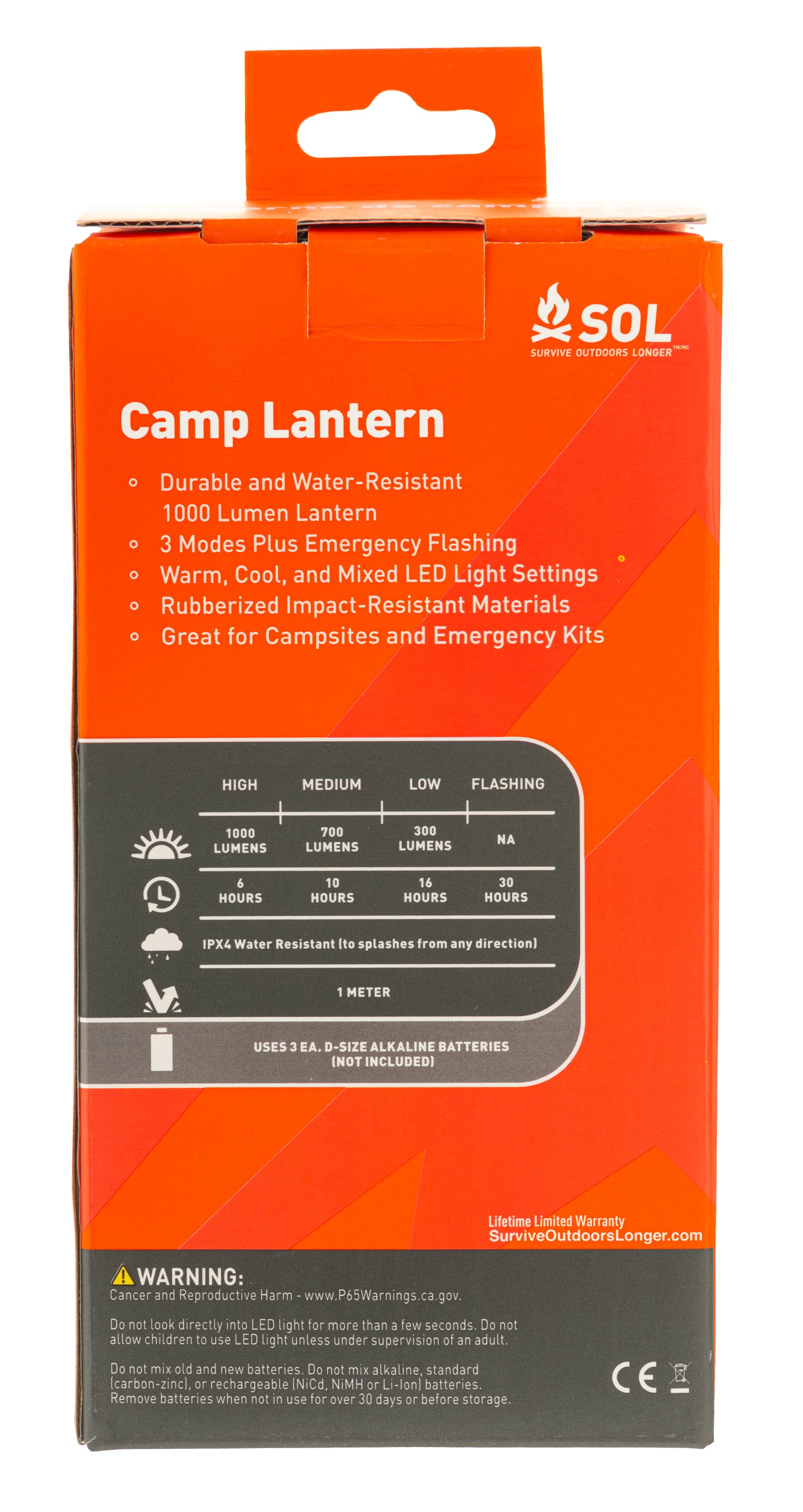 SOL Battery Powered Electric Camp Lantern