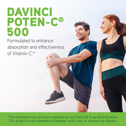 DaVinci Labs Poten-C 500 - Dietary Supplement to Support Immune System Function & Collagen Health* - With Vitamin C, Calcium, Magnesium, Potassium, and More - Vegetarian - Gluten-Free - 90 Tablets