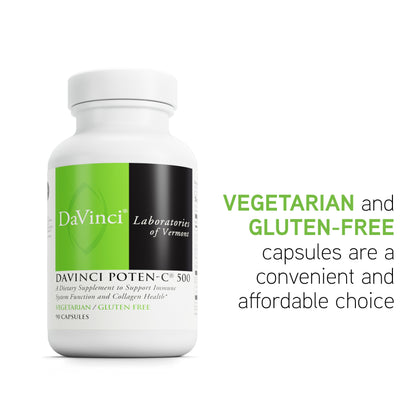 DaVinci Labs Poten-C 500 - Dietary Supplement to Support Immune System Function & Collagen Health* - With Vitamin C, Calcium, Magnesium, Potassium, and More - Vegetarian - Gluten-Free - 90 Tablets