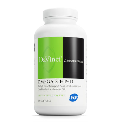 DaVinci Labs Omega 3 HP-D - Dietary Supplement for Healthy Joints and Immune, Cardiovascular and Skin Health Support* - With Vitamin D3 and More- Gluten-Free - Lemon Flavor - 120 Softgels