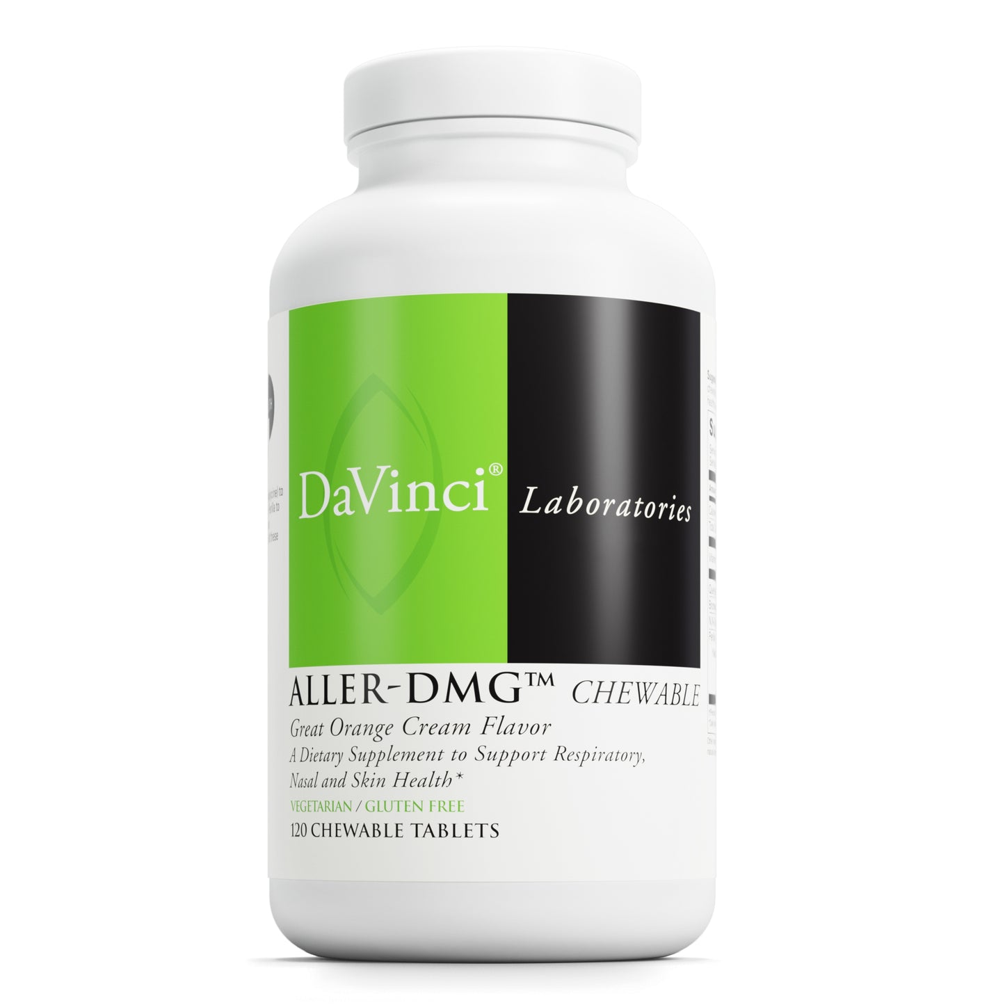 DaVinci Labs Aller-DMG Chewable - Immune Health Support, Histamine Aid & Respiratory Support* - Orange Cream Flavor - 120 Chewable Vegetarian Tablets (60 Servings)