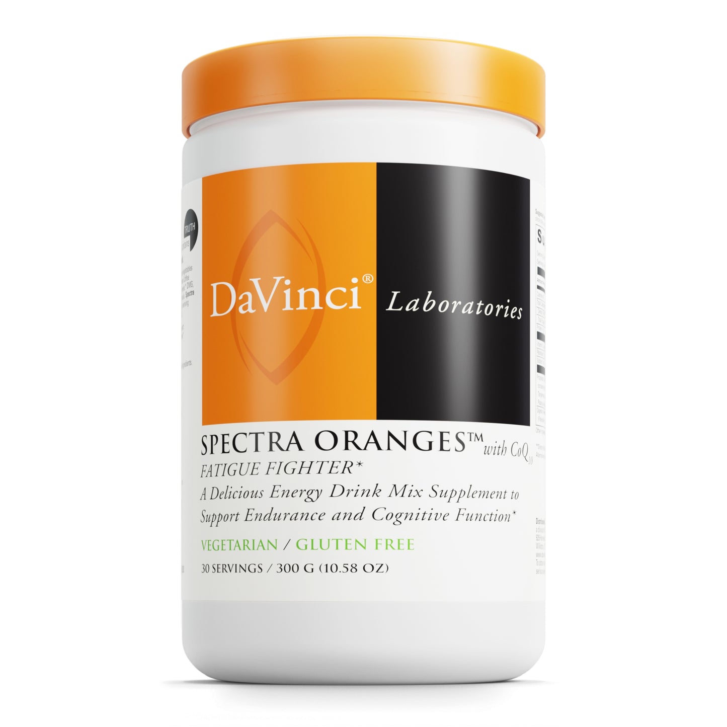DaVinci Labs Spectra Orange - Energy Drink Supplement to Support Endurance, Metabolism and Cognitive Function - With Fiber, Protein, Vitamins, Minerals and More - Vegetarian - Gluten-Free -30 Servings
