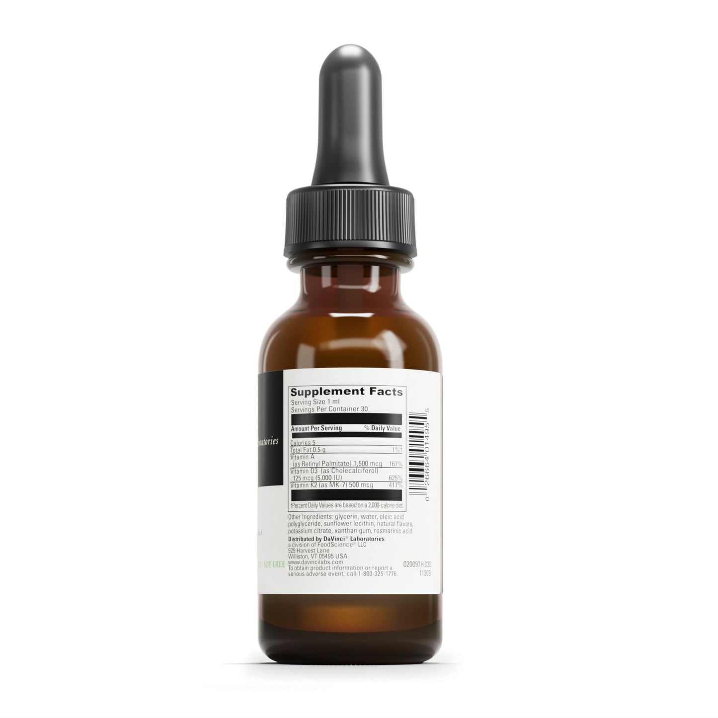 DaVinci Labs Liposomal ADK - Liquid Dietary Supplement to Support Immune System, Bone and Heart Health* - With Vitamin A , Vitamin D3 and Vitamin K2 - Gluten-Free - Vegetarian - 30 ml