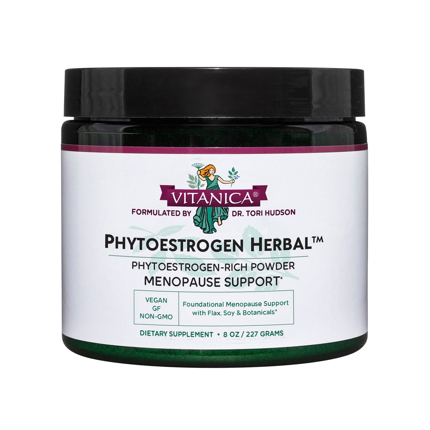Vitanica Phytoestrogen Herbal Non-GMO PMS, Menopause Relief Supplement for Women, Hormone Balance, Night Sweats & Hot Flash Relief, Soy Isoflavones, Vegan, Powder 8 Oz (Phytoestrogen Herbal)