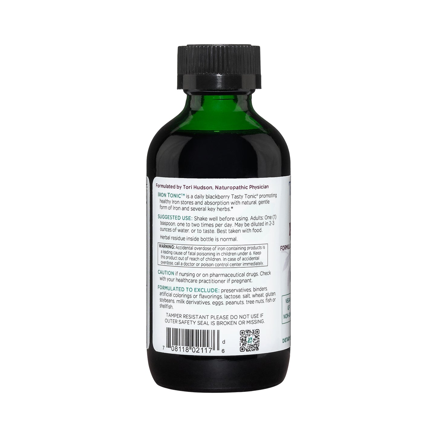 Vitanica Iron Tonic, Liquid Iron Supplement, Red Blood Cell Support, Vegan, 4 Ounce